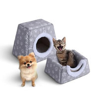 Produktbild von Bestlivings 2in1 Katzenhöhle und Katzenbett Taupe mit Kuschelkissen Öko-Tex Standard 100 38x29x33cm
