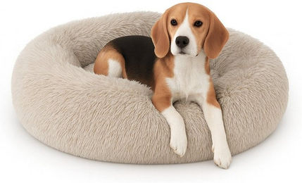 Bestlivings Fluffy Haustierbett rund Beige Ø50cm L Hundekissen für Hunde und Katzen aus Polyester mit Öko-Tex Standard 100 und rutschfester Unterseite – Bild 1 von 12