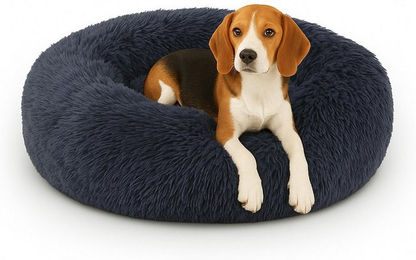 Bestlivings Fluffy Haustierbett rund für Hunde und Katzen Grau Größe L aus Polyester mit Öko-Tex Standard 100 und rutschfester Unterseite – Bild 1 von 12