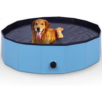 Produktbild von Bestlivings Hundepool faltbar aus blauem Kunststoff mit rutschfestem Boden und Ablassventil