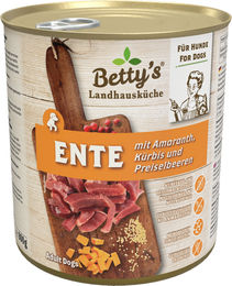 Betty's Landhausküche Hund Nassfutter Ente mit Amaranth Stückchen in Soße Getreidefrei Adult 6 x 800 g - 6 x 800 g – Bild 1 von 4