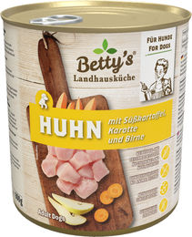 Betty's Landhausküche Hund Nassfutter Huhn und Süßkartoffel Stückchen in Sauce Getreidefrei Monoprotein Adult 6 x 800 g - 6 x 800 g – Bild 1 von 2