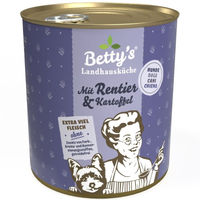 Produktbild von Betty's Landhausküche Hund Nassfutter Rentier mit Kartoffel Stückchen in Sauce Adult mit hohem Fleischanteil 6 x 800g - 6 x 800 g