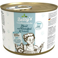 Produktbild von Betty's Landhausküche Hund Nassfutter Sensitive Pferd mit Kartoffel und Distelöl 6 x 200 g getreidefrei hypoallergen - 6 x 200 g