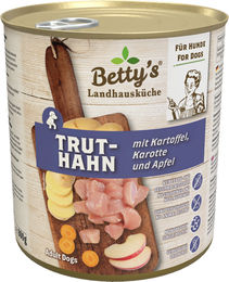 Betty's Landhausküche Hund Nassfutter Truthahn mit Kartoffel Adult Stückchen in Sauce Monoprotein mit hohem Fleischanteil Sensitive 800 g - 6 x 800 g – Bild 1 von 2