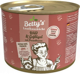 Betty's Landhausküche Hund Nassfutter Wild & Geflügel mit Preiselbeeren Stückchen in Sauce Getreidefrei 6 x 200 g - 6 x 200 g – Bild 1 von 4