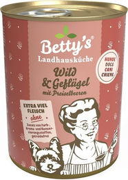 Betty's Landhausküche Hund Nassfutter Wild & Geflügel mit Preiselbeeren Stückchen in Sauce Getreidefrei Adult 6 x 400 g - 6 x 400 g – Bild 1 von 4