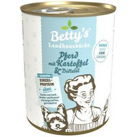 Produktbild von Betty's Landhausküche Hund Pferd mit Kartoffel und Distelöl Stückchen in Sauce 6 x 400 g - 6 x 400 g