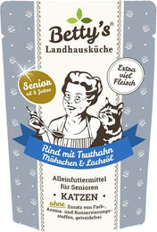 Betty's Landhausküche Katze Senior Nassfutter Rind mit Truthahn Stückchen in Soße 12 x 100 g getreidefrei - 12 x 100 g – Bild 1 von 3