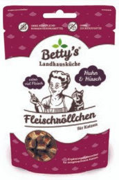 Betty's Landhausküche Katzen Leckerli Fleischröllchen Huhn und Hirsch 10x50g – Bild 1 von 2