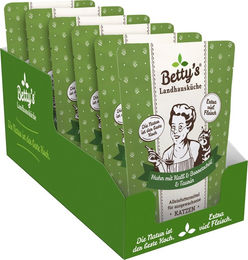 Produktbild von Betty's Landhausküche Katzen Nassfutter Adult Huhn mit Kalb und Borretschöl 6 x 250 g
