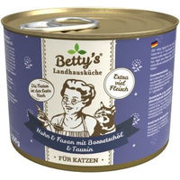 Produktbild von Betty's Landhausküche Katzen Nassfutter Huhn & Fasan mit Borretschöl Stückchen in Sauce 6 x 200 g - 6 x 200 g