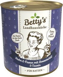 Betty's Landhausküche Katzen Nassfutter Huhn & Fasan mit Borretschöl Stückchen in Sauce Adult 6 x 800 g - 6 x 800 g – Bild 1 von 4