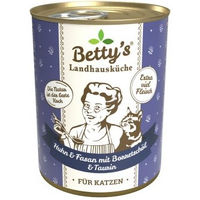 Produktbild von Betty's Landhausküche Katzen Nassfutter Huhn & Fasan mit Borretschöl Stückchen in Sauce Adult 6x800 g - 6 x 800 g