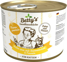 Betty's Landhausküche Katzen Nassfutter Huhn Monoprotein Stückchen in Sauce Adult 6 x 200 g - 6 x 200 g – Bild 1 von 3