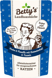 Betty's Landhausküche Katzen Nassfutter Huhn und Forelle Stückchen in Sauce Adult 12 x 100 g mit hohem Fleischanteil - 12 x 100 g – Bild 1 von 3