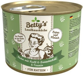 Betty's Landhausküche Katzen Nassfutter Huhn und Kalb mit Borretschöl Stückchen in Sauce Adult 6x 200 g - 6 x 200 g – Bild 1 von 6