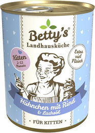 Betty's Landhausküche Katzen Nassfutter Kitten Huhn & Rind Stückchen in Sauce 6 x 400 g - 6 x 400 g – Bild 1 von 3
