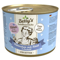 Produktbild von Betty's Landhausküche Katzen Nassfutter Kitten Hühnchen mit Rind Stückchen in Sauce 6 x 200 g - 6 x 200 g
