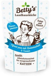 Betty's Landhausküche Katzen Nassfutter Pferd Monoprotein Hypoallergen Stückchen in Soße 12x 100g – Bild 1 von 2