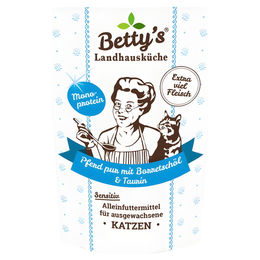 Produktbild von Betty's Landhausküche Katzen Nassfutter Pferd Stückchen in Sauce Monoprotein Hypoallergen Adult 12 x 100 g