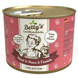 Betty's Landhausküche Katzen Nassfutter Rind & Herz Stückchen in Sauce 6 x 200 g - 6 x 200 g – Bild 1 von 4