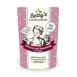 Betty's Landhausküche Katzen Nassfutter Rind pur mit Borretschöl Stückchen in Sauce 12 x 100 g - 12 x 100 g – Bild 1 von 4