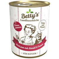 Produktbild von Betty's Landhausküche Katzen Nassfutter Rind pur mit Leinöl Stückchen in Sauce getreidefrei monoprotein 6 x 400 g - 6 x 400 g