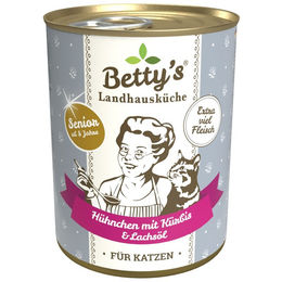 Betty's Landhausküche Katzen Nassfutter Senior Hühnchen mit Kürbis und Lachsöl Stückchen in Soße 6 x 400g getreidefrei - 6 x 400 g – Bild 1 von 4