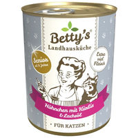 Produktbild von Betty's Landhausküche Katzen Nassfutter Senior Hühnchen mit Kürbis und Lachsöl Stückchen in Soße 6 x 400g getreidefrei - 6 x 400 g
