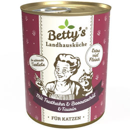 Betty's Landhausküche Katzen Nassfutter Truthahn mit Borretschöl Stückchen in Sauce 6 x 400 g - 6 x 400 g – Bild 1 von 5