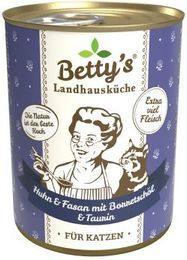 Betty's Landhausküche Katzenfutter Huhn & Fasan Stückchen in Sauce mit Borretschöl 6 x 400 g - 6 x 400 g – Bild 1 von 4