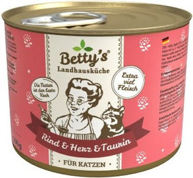 Betty's Landhausküche Katzenfutter Rind & Herz Stückchen in Sauce für erwachsene Katzen mit hohem Fleischanteil 6x 200 g - 6 x 200 g – Bild 1 von 4