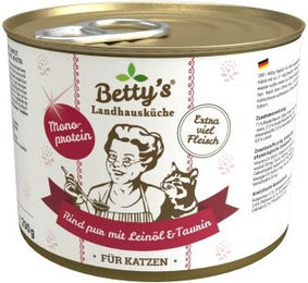 Betty's Landhausküche Katzenfutter Rind mit Leinöl Stückchen in Sauce für adulte Katzen 6x200 g - 6 x 200 g – Bild 1 von 4