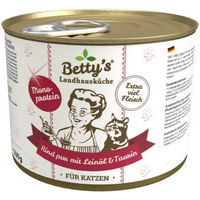 Produktbild von Betty's Landhausküche Katzenfutter Rind mit Leinöl Stückchen in Sauce für adulte Katzen 6x200 g - 6 x 200 g
