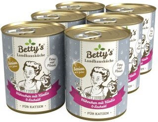 Betty's Landhausküche Katzenfutter Senior Hühnchen mit Kürbis und Lachsöl Stückchen in Sauce 6x400 g - 6 x 400 g – Bild 1 von 3