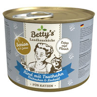 Produktbild von Betty's Landhausküche Katzenfutter Senior Rind mit Truthahn Stückchen in Sauce 6 x 200 g - 6 x 200 g