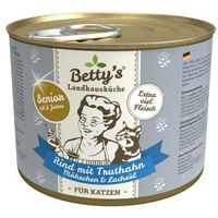 Produktbild von Betty's Landhausküche Katzenfutter Senior Rind und Truthahn mit Stückchen in Sauce 6 x 200 g - 6 x 200 g