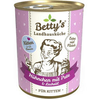 Produktbild von Betty's Landhausküche Kitten Nassfutter Huhn und Pute Stückchen in Sauce 6x 400 g - 6 x 400 g