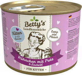 Betty's Landhausküche Kitten Nassfutter Katze Huhn & Pute Stückchen in Sauce 6 x 200 g - 6 x 200 g – Bild 1 von 5