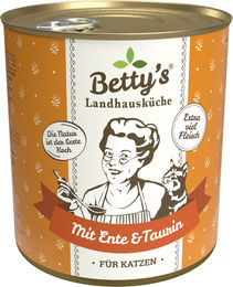 Betty's Landhausküche Nassfutter für Katzen Adult Ente mit hohem Fleischanteil 6 x 800 g - 6 x 800 g – Bild 1 von 4