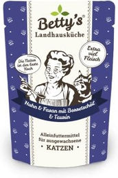 Betty's Landhausküche Nassfutter Katze Adult Huhn & Fasan Stückchen in Sauce 12 x 100 g getreidefrei mit hohem Fleischanteil - 12 x 100 g – Bild 1 von 6