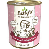 Produktbild von Betty's Landhausküche Nassfutter Katze Adult Rind pur mit Leinöl Stückchen in Sauce 6 x 400 g - 6 x 400 g