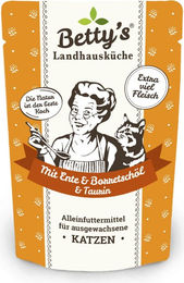 Betty's Landhausküche Nassfutter Katze Ente mit Borretschöl Stückchen in Sauce 12 x 100 g - 12 x 100 g – Bild 1 von 3