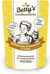 Betty's Landhausküche Nassfutter Katze Geflügel pur mit Borretschöl 12 x 100 g getreidefrei mit hohem Fleischanteil - 12 x 100 g – Bild 1 von 6