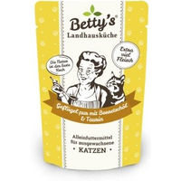 Produktbild von Betty's Landhausküche Nassfutter Katze Geflügel pur mit Borretschöl 12 x 100 g getreidefrei mit hohem Fleischanteil - 12 x 100 g