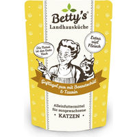 Produktbild von Betty's Landhausküche Nassfutter Katze Geflügel pur mit Borretschöl Stückchen in Sauce 12 x 100 g - 12 x 100 g