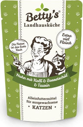 Betty's Landhausküche Nassfutter Katze Huhn & Kalb mit Borretschöl Stückchen in Sauce 12 x 100 g - 12 x 100 g – Bild 1 von 3