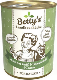 Betty's Landhausküche Nassfutter Katze Huhn & Kalb mit Borretschöl Stückchen in Sauce 6 x 400 g - 6 x 400 g – Bild 1 von 9