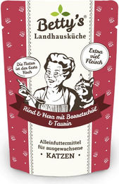 Betty's Landhausküche Nassfutter Katze Rind & Herz mit Borretschöl Stückchen in Sauce 12 x 100 g - 12 x 100 g – Bild 1 von 5